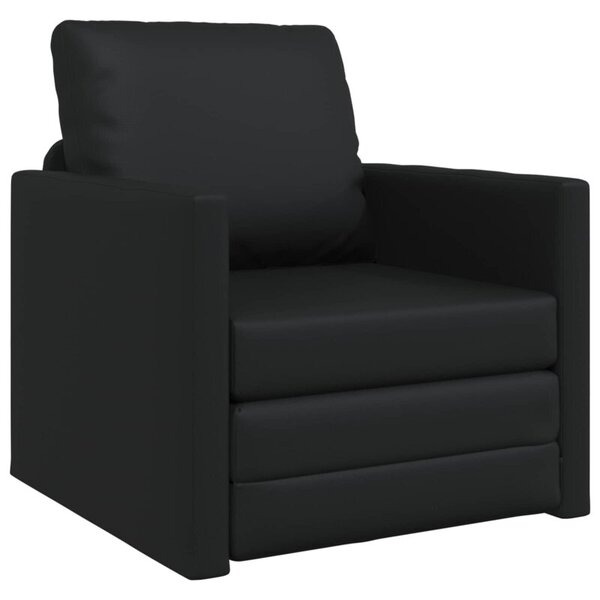 Sofa bed czarny 74 x 77 x 81 cm sztuczna skÃ³ra