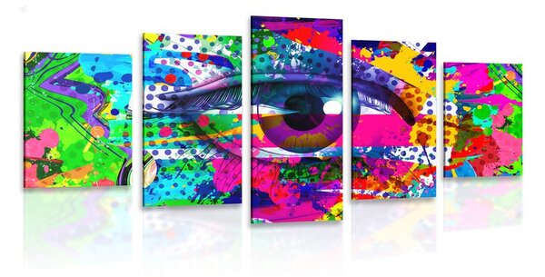 5-częściowy obraz ludzkie oko w stylu pop-art