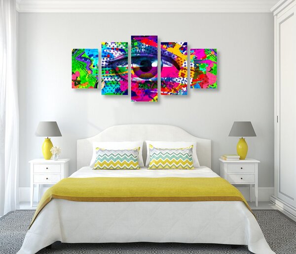 5-częściowy obraz ludzkie oko w stylu pop-art