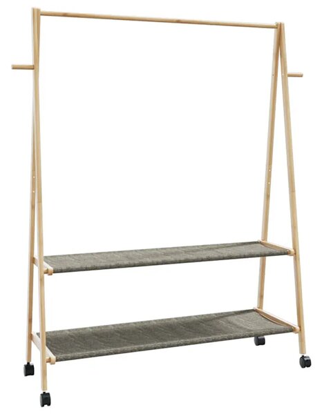 Wieszak bambusowy na kółkach z 2 półkami 132cm D6-Z58