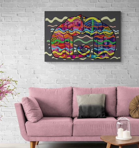Obraz zakochane koty w stylu pop-art