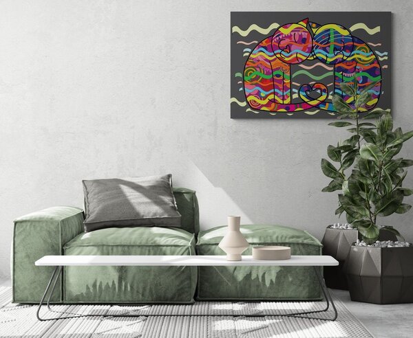 Obraz zakochane koty w stylu pop-art