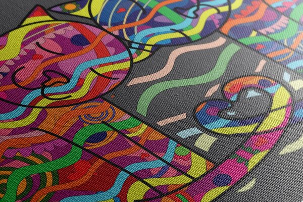 Obraz zakochane koty w stylu pop-art
