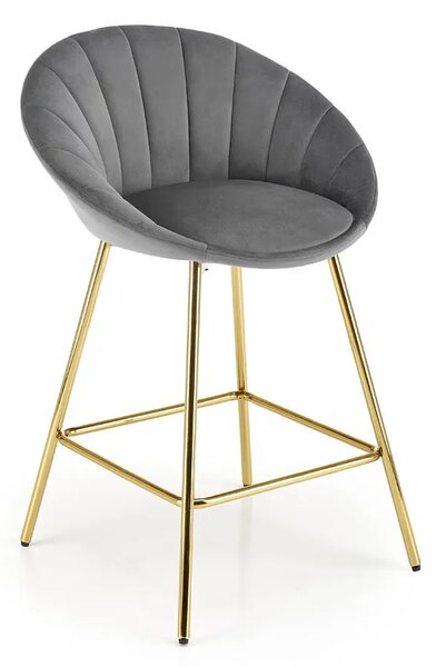 Szary tapicerowany hoker welurem w stylu glamour K3-N79