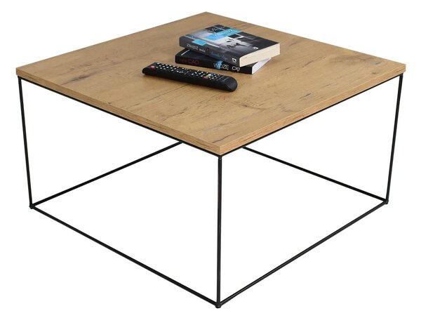 Kwadratowy stolik kawowy w stylu loft dąb lancelot D5-H93