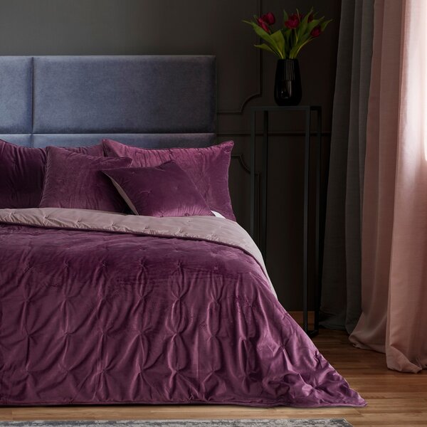 DecoKing – Narzuta na łóżko Premium Pikowana Dwustronna Berry Welwet DAISY-200x220 cm