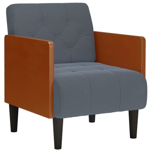 Sofa fotel z podÅokietnikami ciemnoszary 55 cm aksamit
