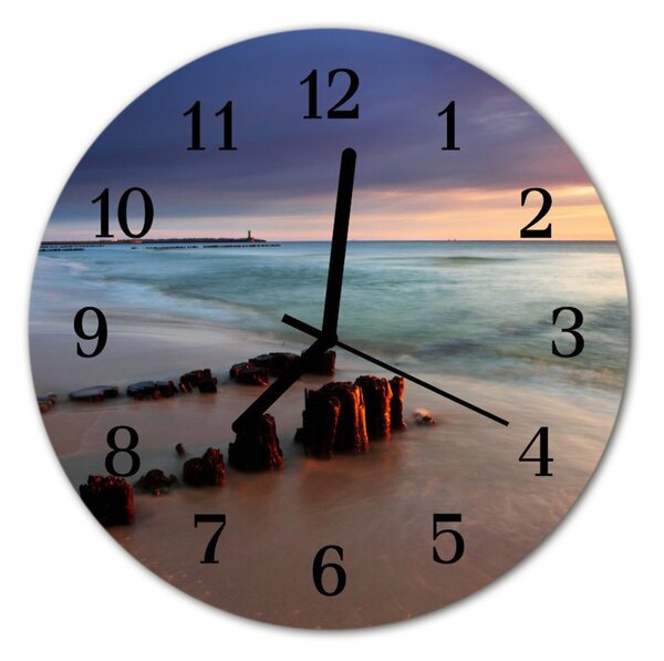 Zegar ścienny okrągły Morze na plaży