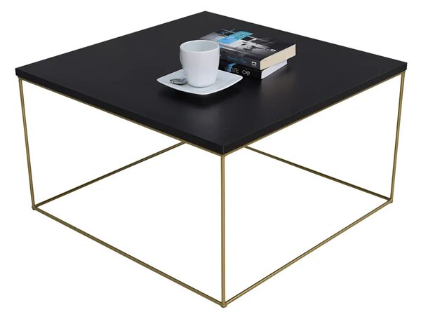 Druciany stolik kawowy z czarnym blatem L6-S48
