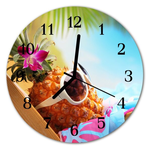 Zegar szklany okrągły Ananas
