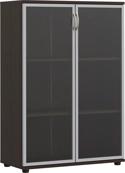 Minimalistyczny regał biurowy z witryną wenge G3-T53