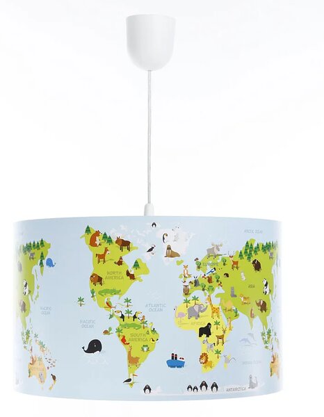 Dziecięca lampa wisząca mapa świata - A326 H9-H24