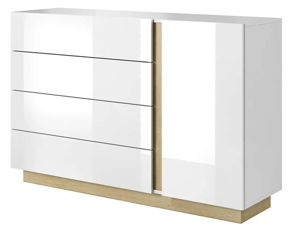 Komoda Z Biały Szufladami + Dąb Grandson L0-E41