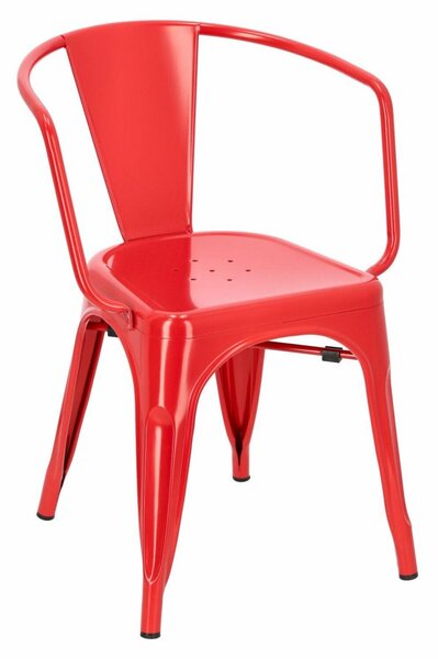 Emaga Krzesło Paris Arms czerwone inspirowane Tolix