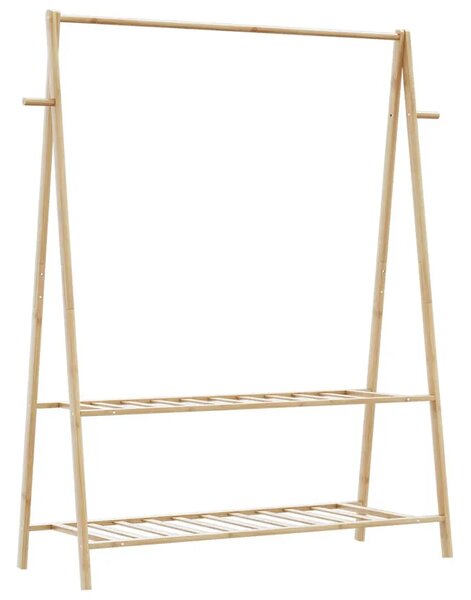 Bambusowy na ubrania wieszak z półkami 132cm S2-H46