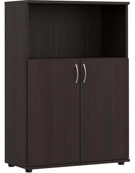 Klasyczny niski regał biurowy z drzwiczkami wenge B2-S05
