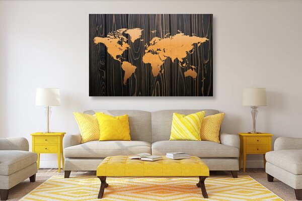 Obraz na korku orange map on wood