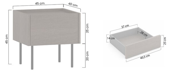 Szafka nocna Dunari z szufladą 45 cm - dąb dunin