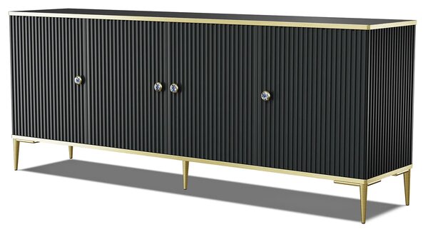 Czarna komoda glamour z lamelami D0-T90