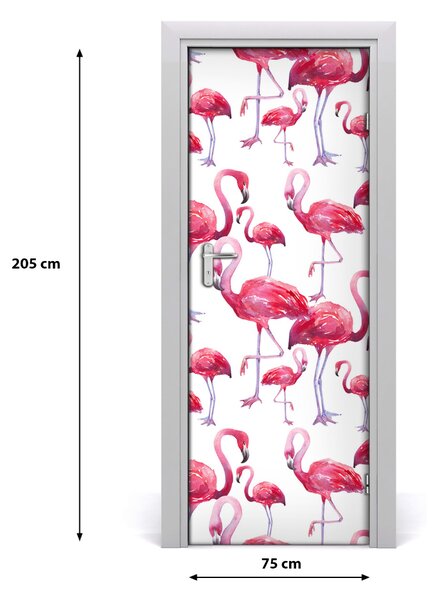 Naklejka samoprzylepna na drzwi Flamingi