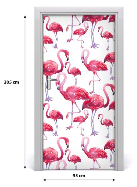Naklejka samoprzylepna na drzwi Flamingi
