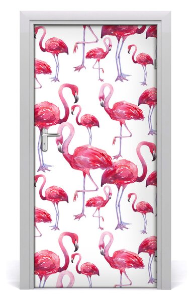 Naklejka samoprzylepna na drzwi Flamingi