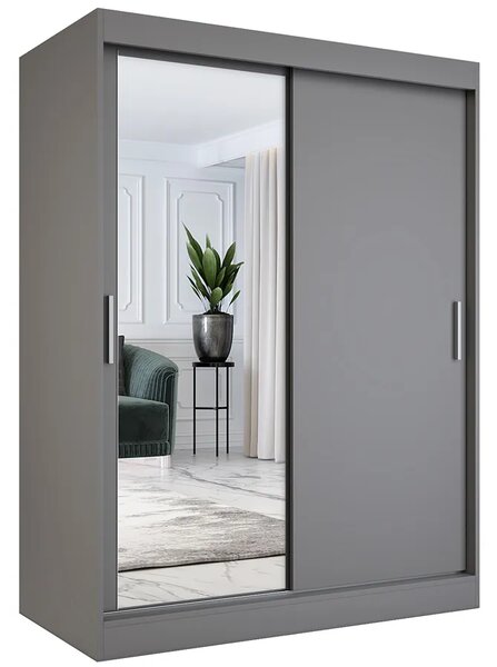 Antracytowa szafa przesuwna z lustrem 150 cm K4-W59