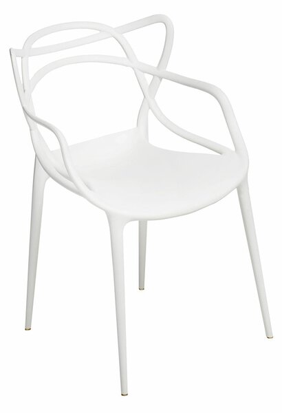 Białe minimalistyczne krzesło z podłokietnikami H4-M78