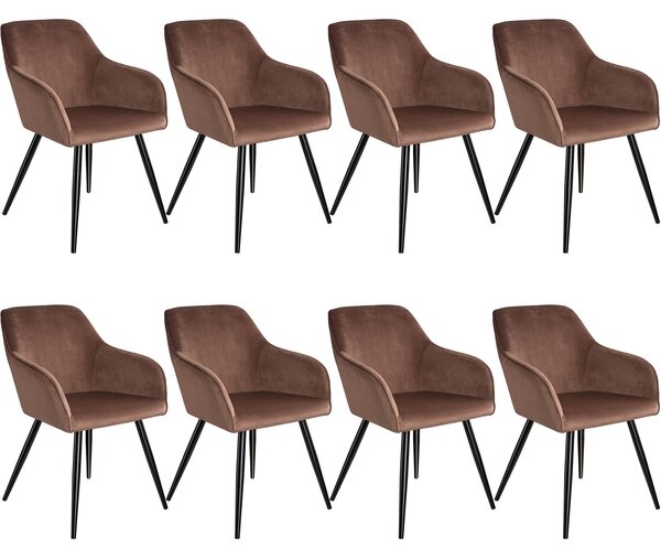 Tectake 404045 8x krzesło marilyn, aksamit czarny - brązowo-czarne