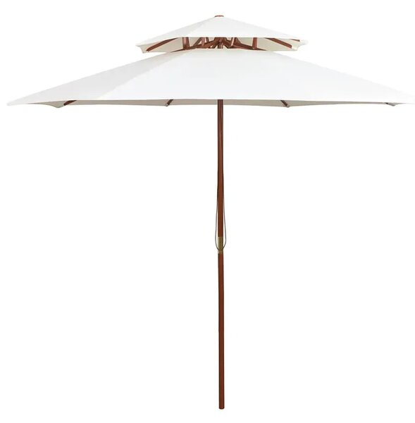 Kremowy Parasol Ogrodowy Z Drewnianym Słupkiem B0-T53