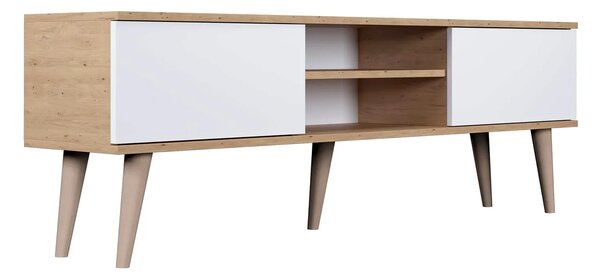 Skandynawska szafka pod telewizor dąb artisan + biały H8-K57