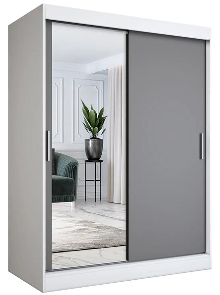 Szafa przesuwna z lustrem 150 cm biel + antracyt S5-T12