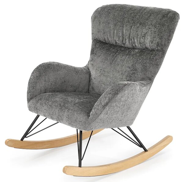 Popielaty tapicerowany fotel bujany R4-M65