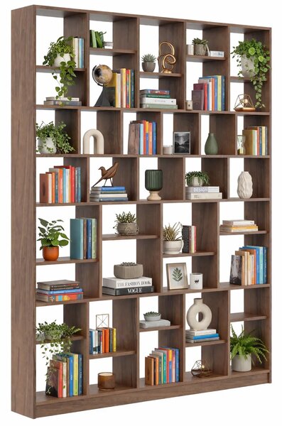 Orzechowy regał wysoki typu biblioteczka W9-D21