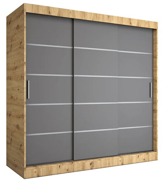 Szafa przesuwna dąb artisan + antracyt 200 cm L7-L80
