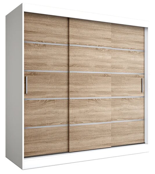 Szafa przesuwna biały + dąb sonoma 200 cm L2-N05