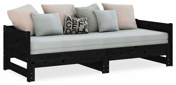Czarne łóżko rozsuwane sosnowe 2x(90x200) cm E0-T35