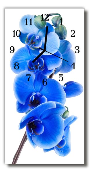 Zegar Szklany Pionowy Kwiaty Storczyk niebieski