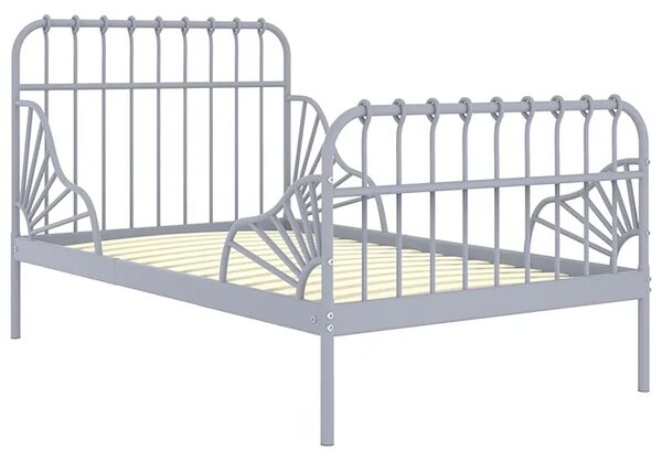 Szare metalowe łóżko rosnące z dzieckiem rozsuwane 80x130/200 cm - Kasja
