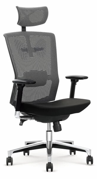 Ergonomiczny fotel obrotowy z regulacją zagłówka czarno popielatyL5-T06