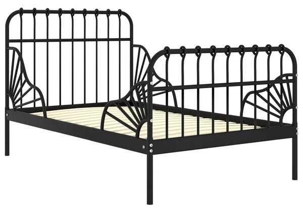 Czarne metalowe łóżko rosnące z dzieckiem 80x130/200 cm E0-P76