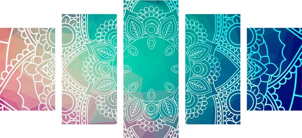 5-częściowy obraz pastelowa Mandala