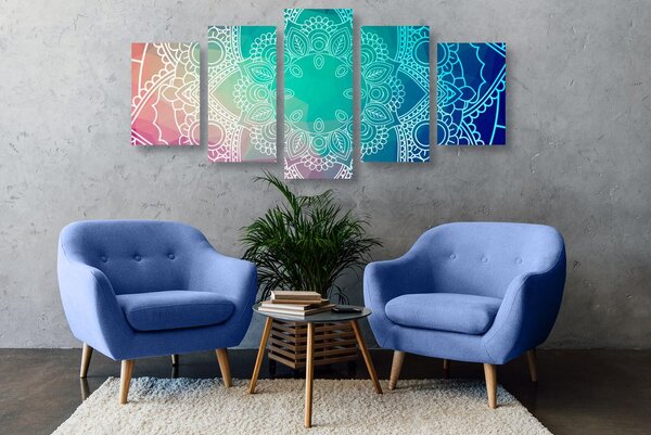 5-częściowy obraz pastelowa Mandala
