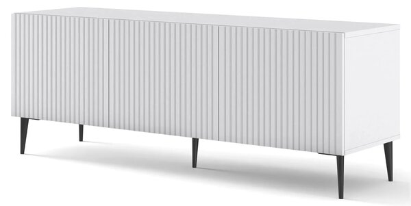Biała szafka rtv z lamelami 150 cm L9-N18