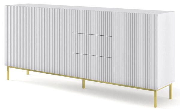 Biała komoda glamour z lamelami E1-E72