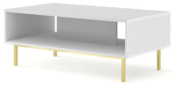 Biały stolik kawowy z lamelami glamour T5-G04