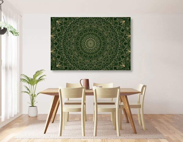 Obraz szczegółowa dekoracyjna Mandala w kolorze zielonym