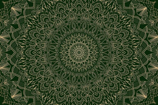 Obraz szczegółowa dekoracyjna Mandala w kolorze zielonym