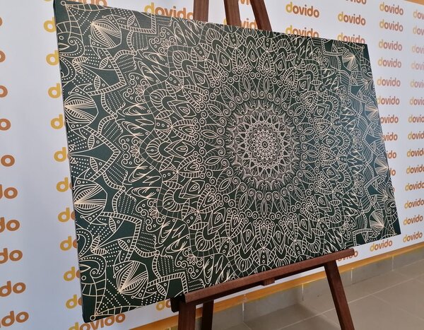 Obraz szczegółowa dekoracyjna Mandala w kolorze zielonym