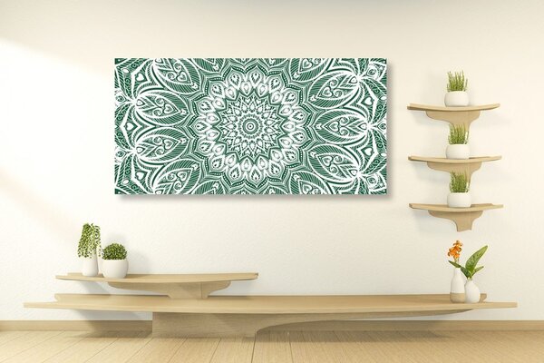 Obraz Mandala harmonii na zielonym tle